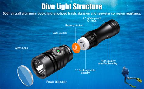 Wurkkos Dl02 Scuba Diving Light3000 Lumens 6500k Dive