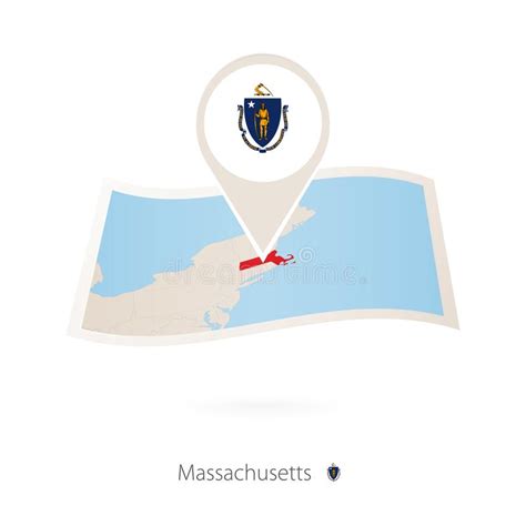 Mapa Doblado Del Papel De Massachusetts U S Estado Con El Perno De La