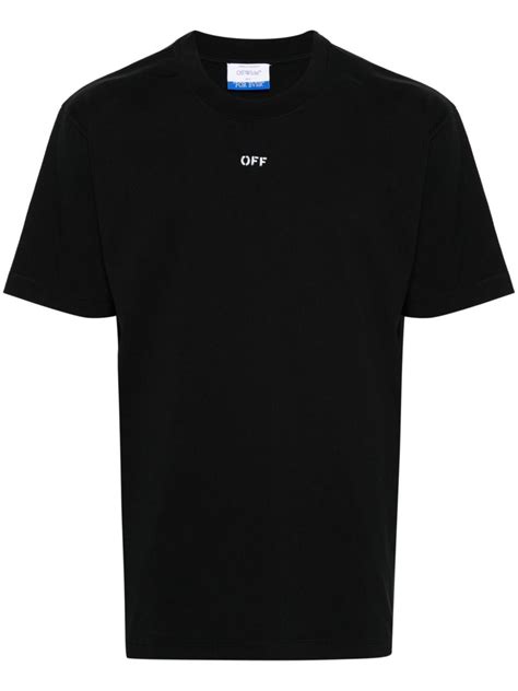 Off White Logo Print Cotton T Shirt Black FARFETCH