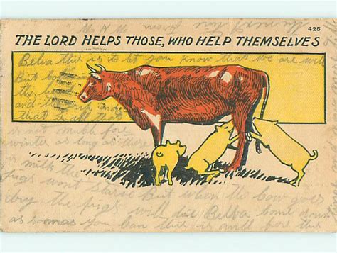 The Lord Helps Those Who Help Themselves Cows Funny Comic Book Cover