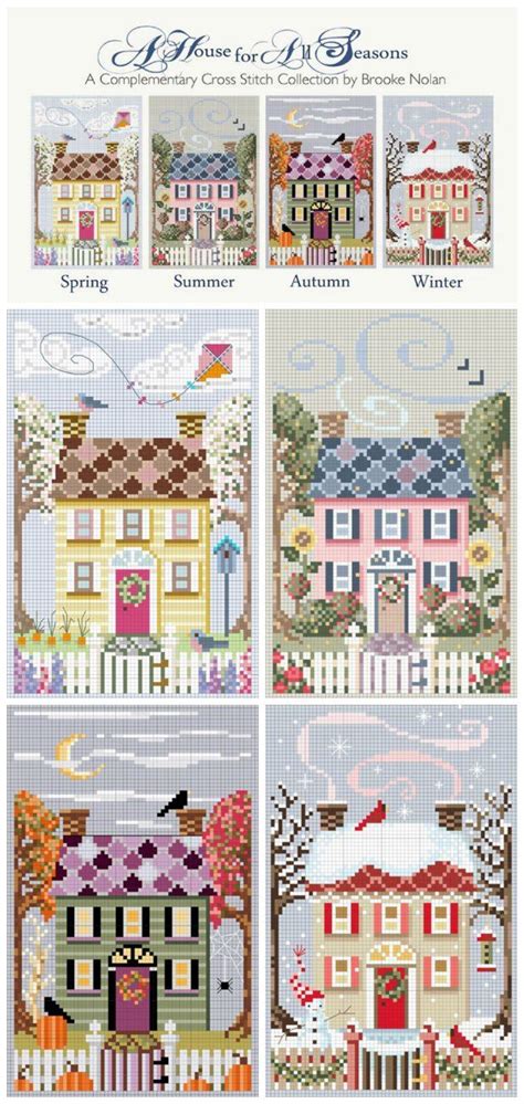 Seasons Cross Stitch Houses Free Charts Cross Stitch House Cross