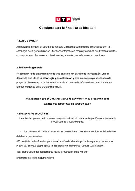 Consigna para la Practica Calificada 01 Consigna para la Práctica