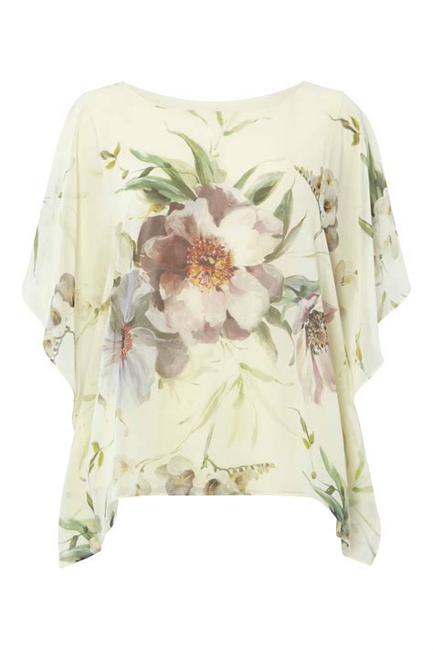 Floral Chiffon Overlayer Top In Cream Roman Originals Uk