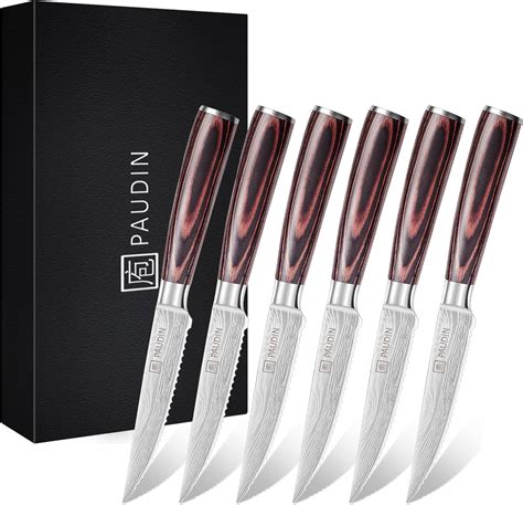 Paudin Steak Knives Set Of 6 Kitchen Steak Knife 45 Inch