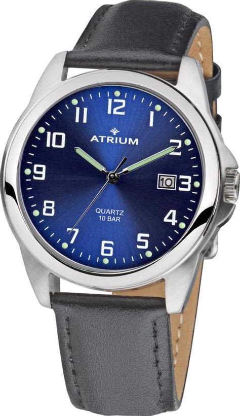 Atrium Horloge Heren Zilverkleurig Bar Waterdicht Zwart