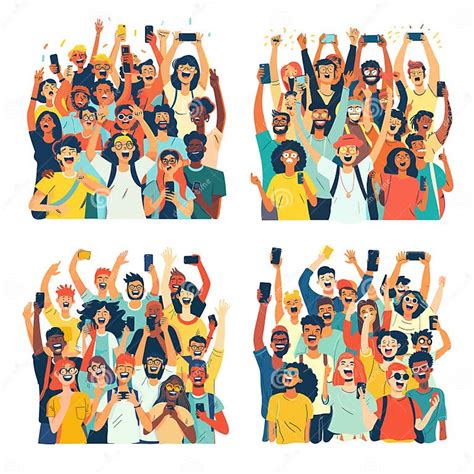 Multi Ethnic People Happy Crowd Cartoon Vector Concepts Men Women