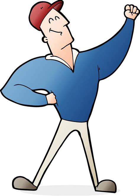 Cartoon Man Striking Heroic Pose 12286214 Vector Art At Vecteezy