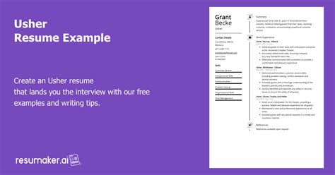 Usher Resume Example (Free Guide)