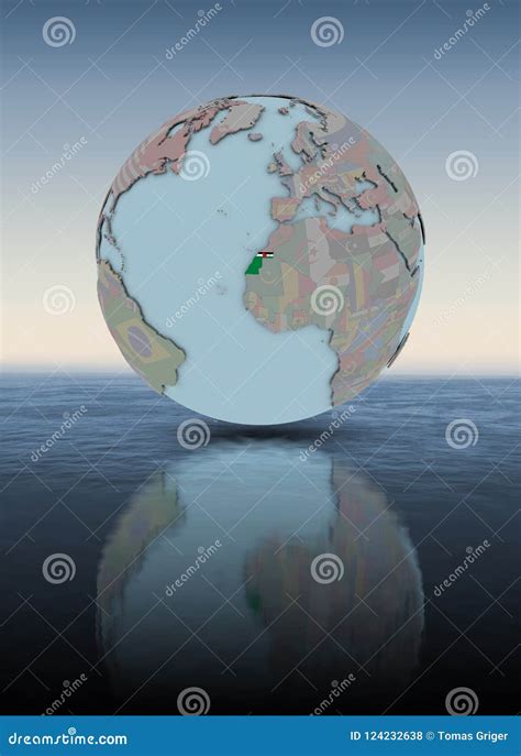 Western Sahara On Globe Above Water Surface Stock Illustration