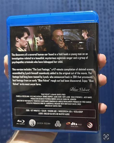 Blu Ray Extended Cut Of Blue Velvet David Lynch Region Free