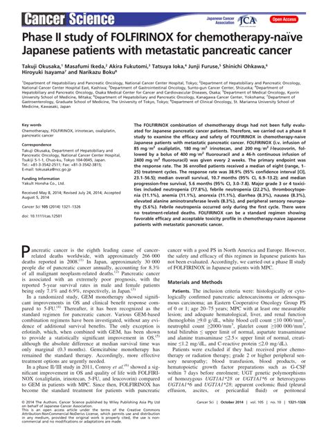 (PDF) Phase II study of FOLFIRINOX for chemotherapy-naïve Japanese ...