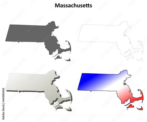 Massachusetts blank outline map set Stock Vector | Adobe Stock