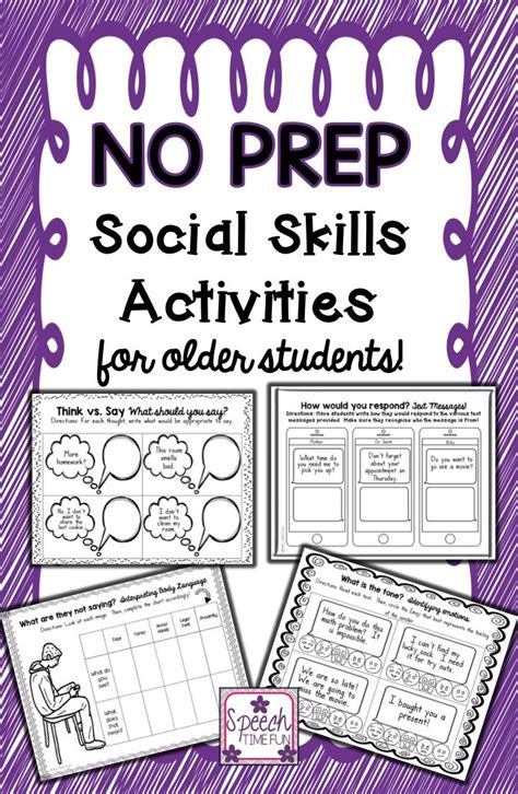 Social Skills Activity Worksheets