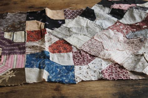 Primitive Patchwork Table Runner Antique Vintage Cotton Calico Fabrics