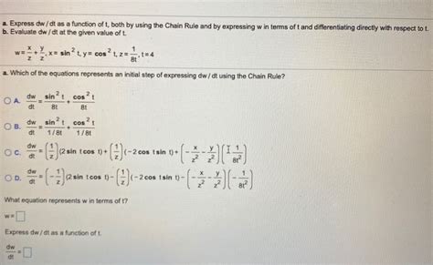 Solved A Express Dw Dt As A Function Of T Both By Using Chegg