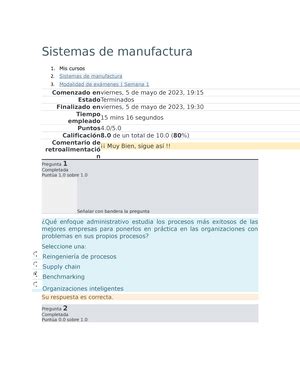 Sistemas De Manufactura Examen Semana 5 Utel Studocu