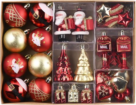 Valery Madelyn Christmas Tree Decorations Christmas Baubles Red Gold 40pcs 6cm Shatterproof