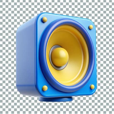 3D Blue And Yellow Colored Megaphone Speaker Premium AI Generated PSD