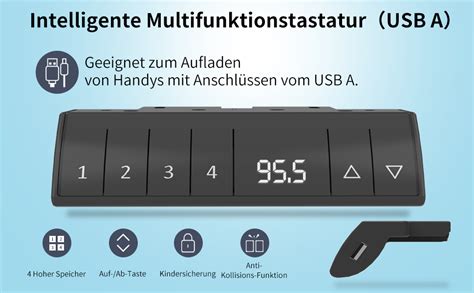 Devoko Schreibtisch Höhenverstellbar Elektrisch 180x80cm mit USB A C