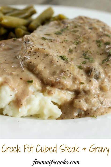 Crock Pot Cubed Steak and Gravy - The Farmwife Cooks