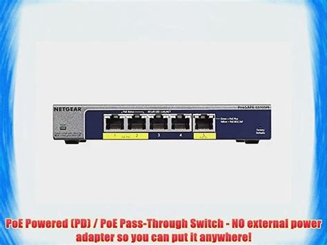 NETGEAR ProSAFE 5 Port PoE Powered PD Gigabit Plus Switch With PoE