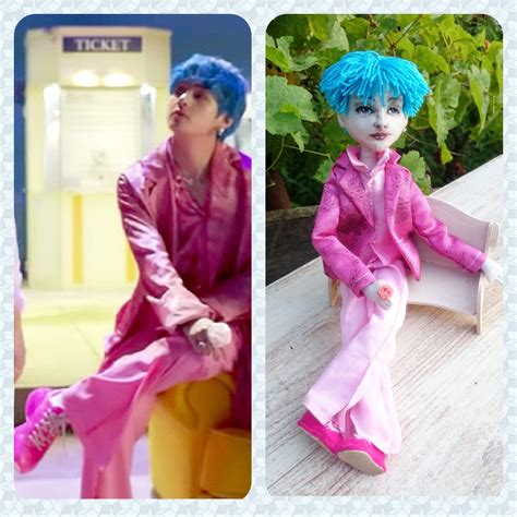 Kpop Group Doll Bts Boy With Luv V Kim Taehyung Handmade Doll Etsy