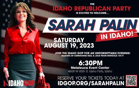 IDGOP Presents Sarah Palin in Idaho Falls! | Republican Party of Idaho