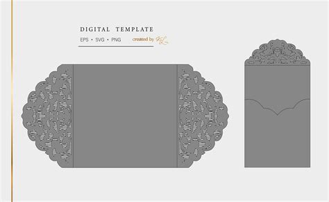 Laser Cut Wedding Invitation Gate Fold Card Silhouette Cameo Invitation