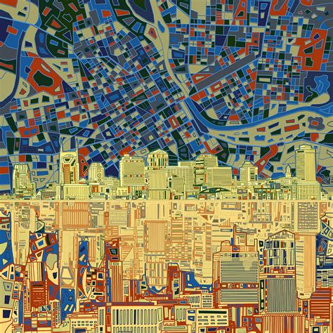 Nashville Skyline Abstract 9 Painting By Bekim M Fine Art America