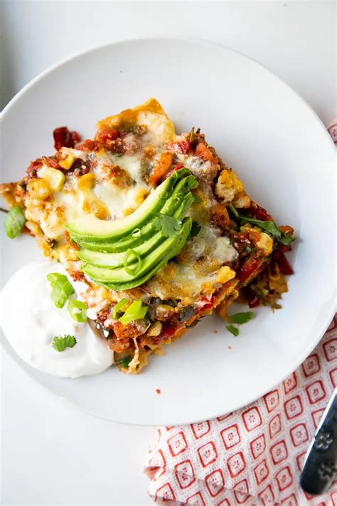 Roasted Vegetarian Enchilada Casserole Perrys Plate