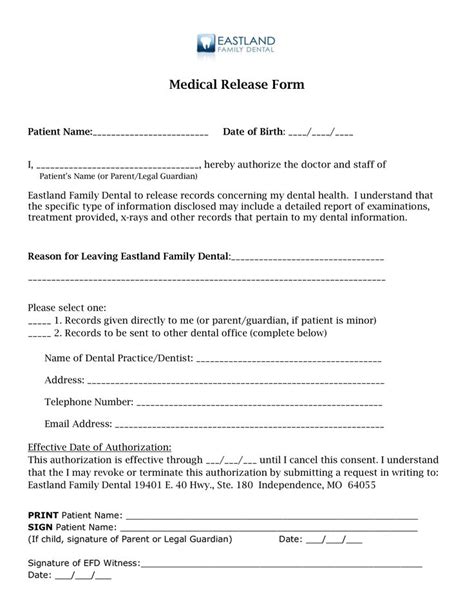 What Is A Dental Records Release Form Free Sample Example And Format Templates Free Sample