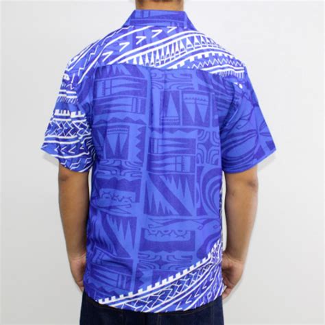 Samoan Tattoo Print Shirt Bluewhite Manua Store