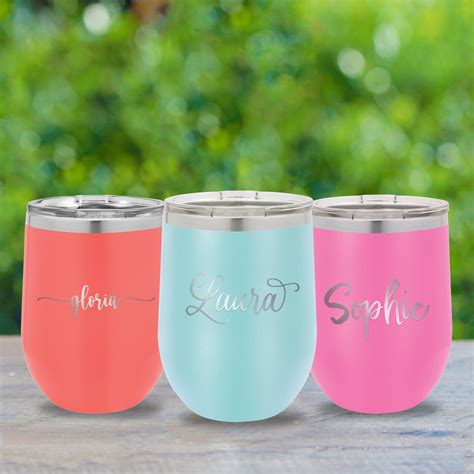 Personalized Wine Tumbler With Name Custom Engraved Tumbler Perfect For Bridesmaids Proposal