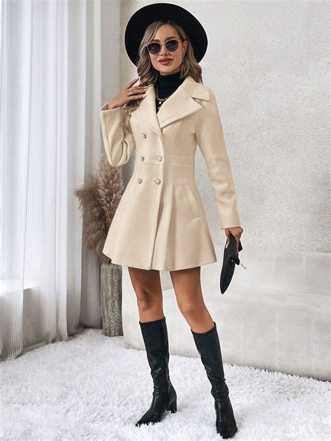 Shein Clasi Double Breasted Woolen Coat Elegant Style Shein Usa