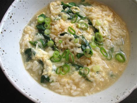 Spinach & Egg Rice Soup – Hiroko's Recipes