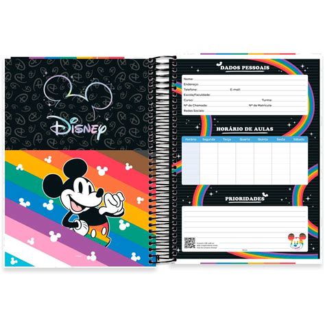 Caderno Universit Rio Capa Dura X Folhas Mickey Disney Pride