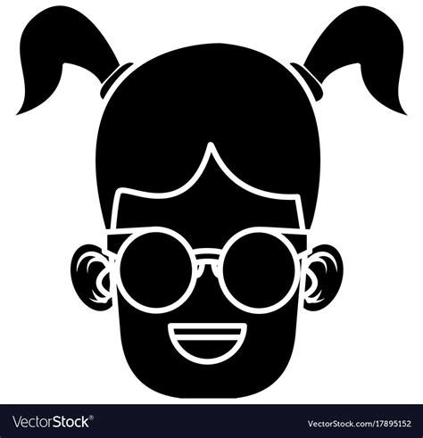 Cute girl with glasses cartoon Royalty Free Vector Image