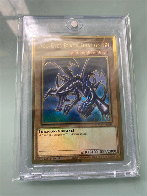 Yugioh Card Red Eyes Black Dragon Mago En Premium Gold Rare