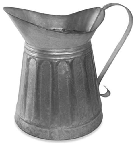 Benzara I457 Amc0004 Vintage Style Galvanized Metal Milk Pitcher Gray Farmhouse Pitchers