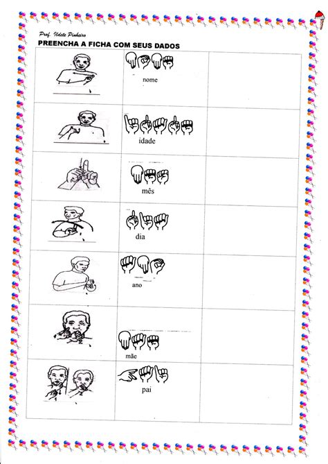 Saberes E Fazeres Em Nossas M Os Atividade Sinais Em Libras Auto