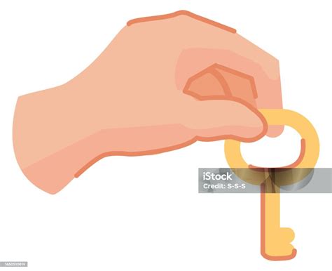 Hand With Golden Key Owner Symbol Opportunity Sign Stock Illustration ...