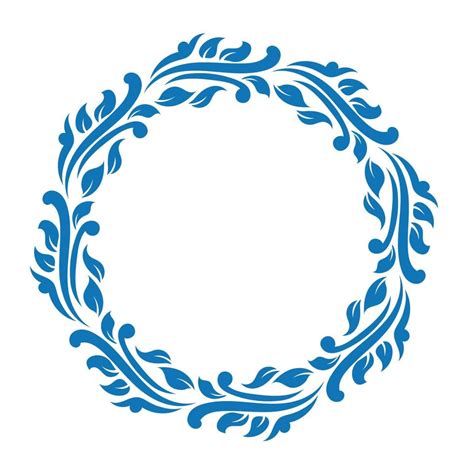 Blue Ornamental Round Decorative Art Floral Frame Abstract Vector