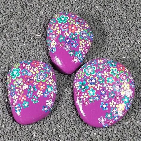 Hand Painted Rock Spring Flowers 23 To 25 Inch Rock Painting