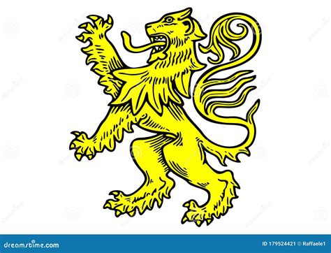 Lion Rampant Heraldic Crest Coat Of Arms Cartoon Vector Cartoondealer