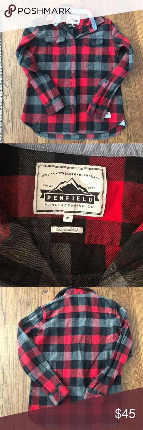 ️like New Penfield Flannel Flannel Tops Long Sleeve Plaid Shirt Red Plaid Shirt