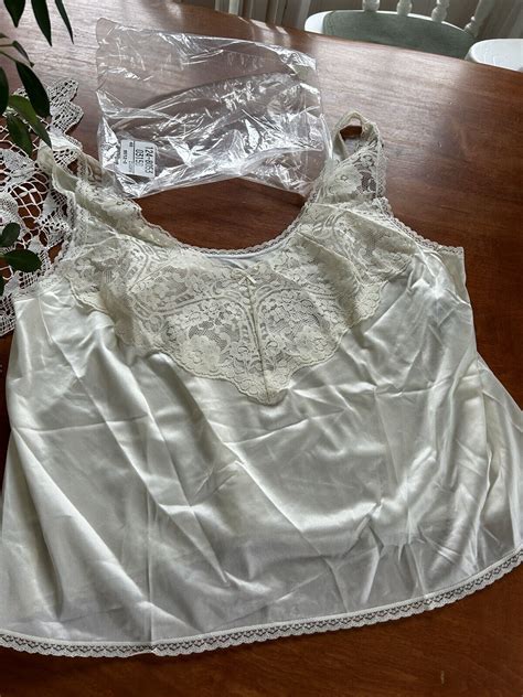 Adonna Vintage Camisole Top Womens 40 All Nylon Lace Half Slip Cami Ebay