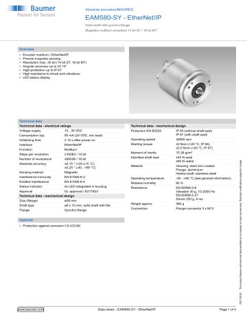 Baumer Eam Sy Ethernet Ip Absolute Encoder Data Sheet Manualzz