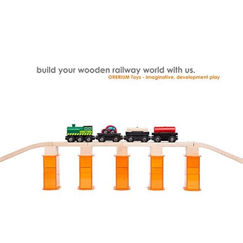 Orbrium Toys Multi Level Piece Wooden Train Bulk Track Expansion