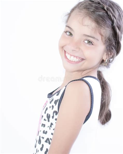 Smiling Girl on White Background Stock Photo - Image of adorable, cute ...