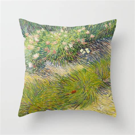 Vincent Van Gogh Grass And Butterflies Throw Pillow By Alexandra Arts